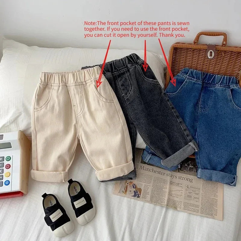 Casual Soft Denim Baby Pants With Elastic Waist - Omega Lifestyles