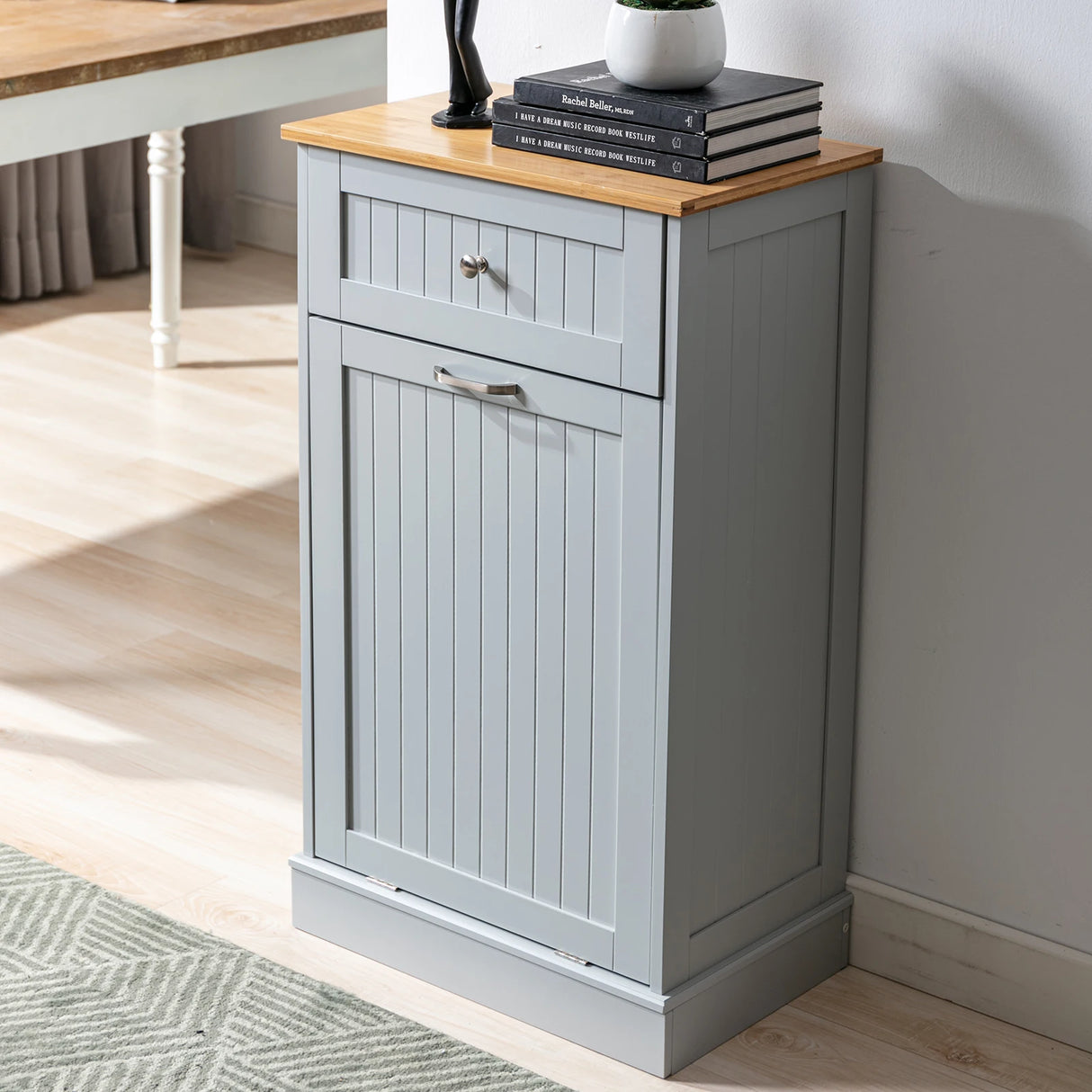 Multifunctional Tilt Out Kitchen Trash Cabinet With Cutting Board