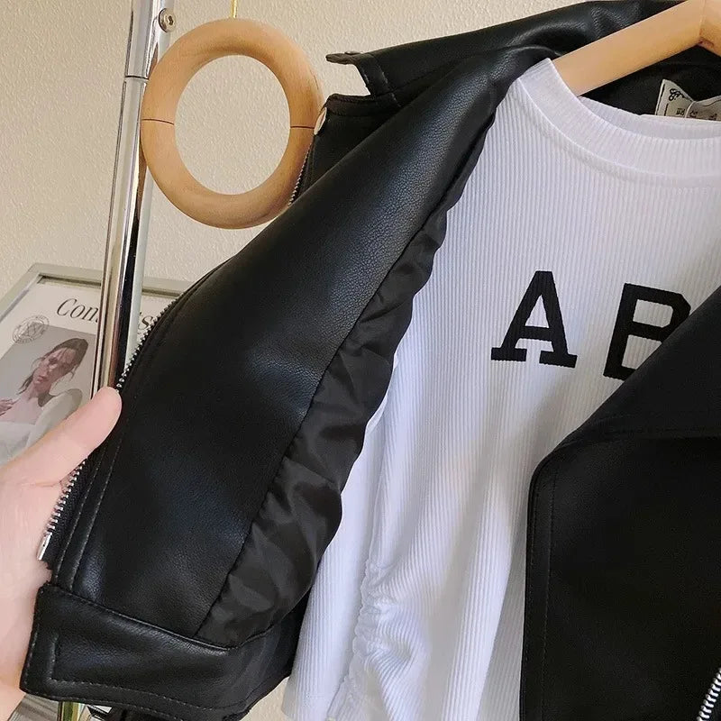 Children’s Autumn Thin Cotton Polyester PU Leather Jacket - Omega Lifestyles