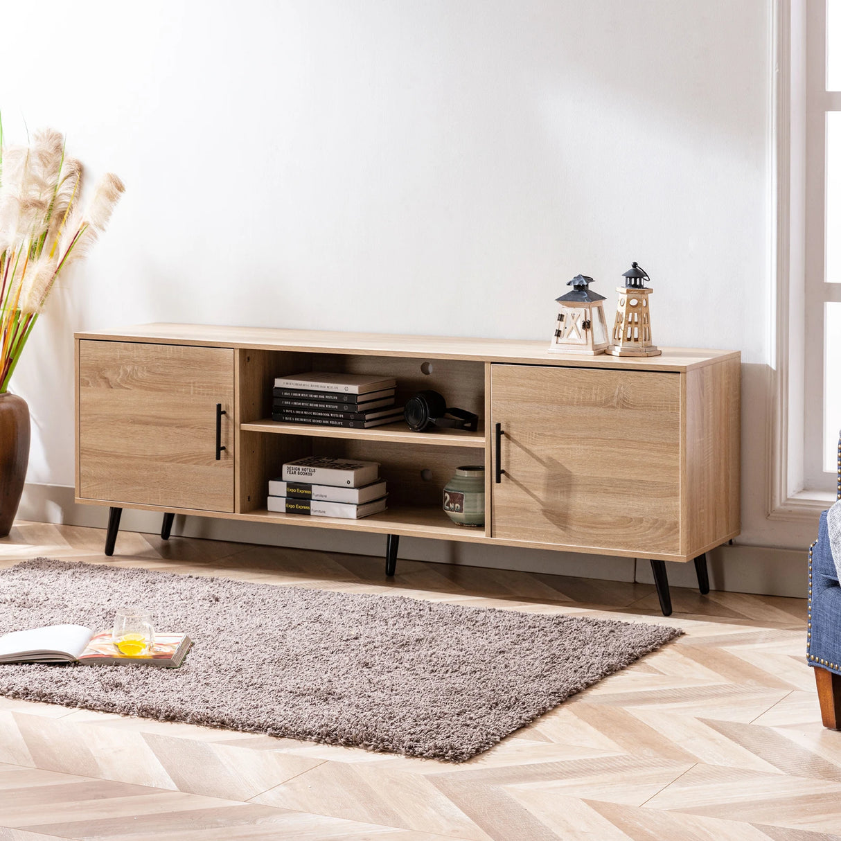 Modern Mid Century MDF Wood TV Stand Console