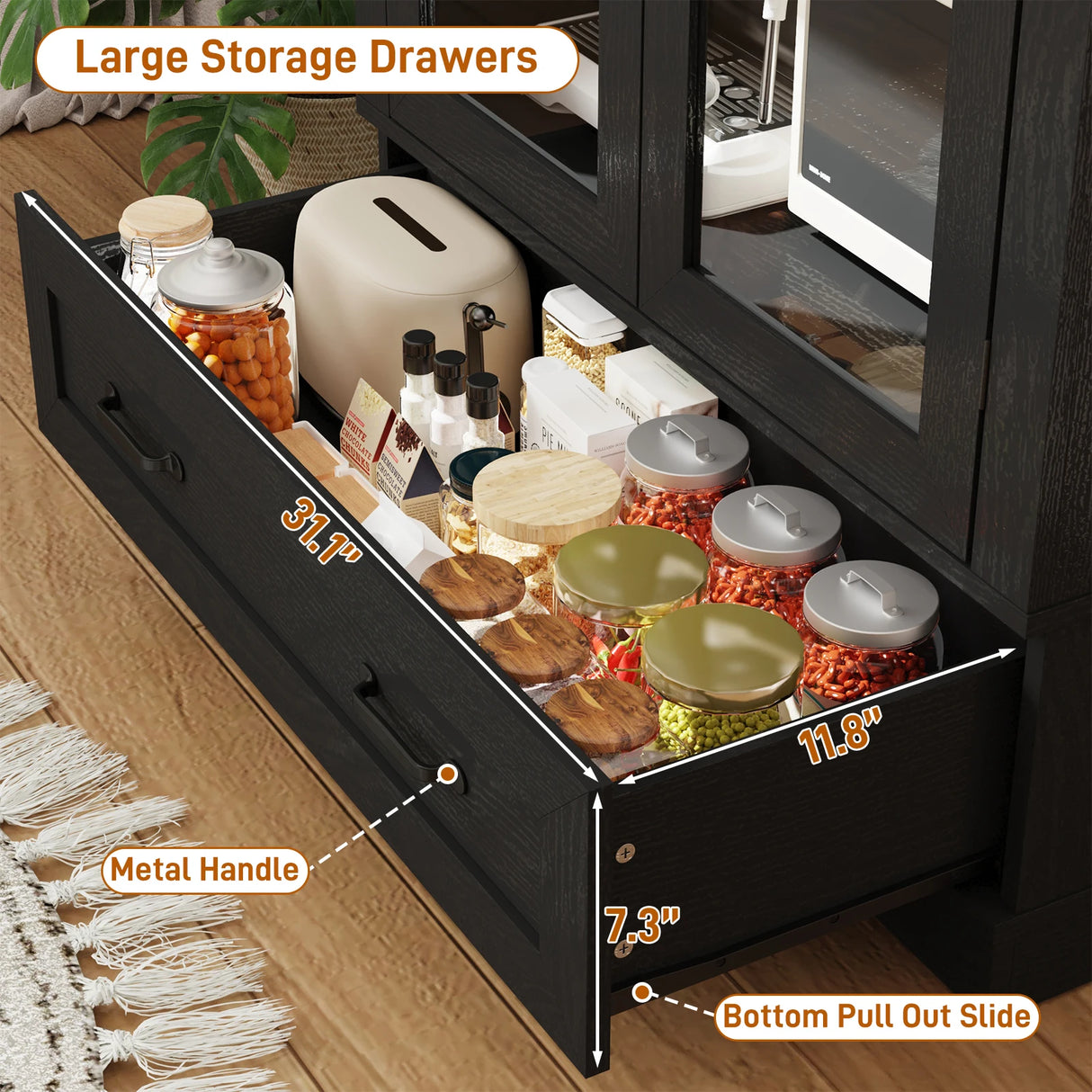 75-Inch Arched Farmhouse Wood Kitchen Pantry Cabinet