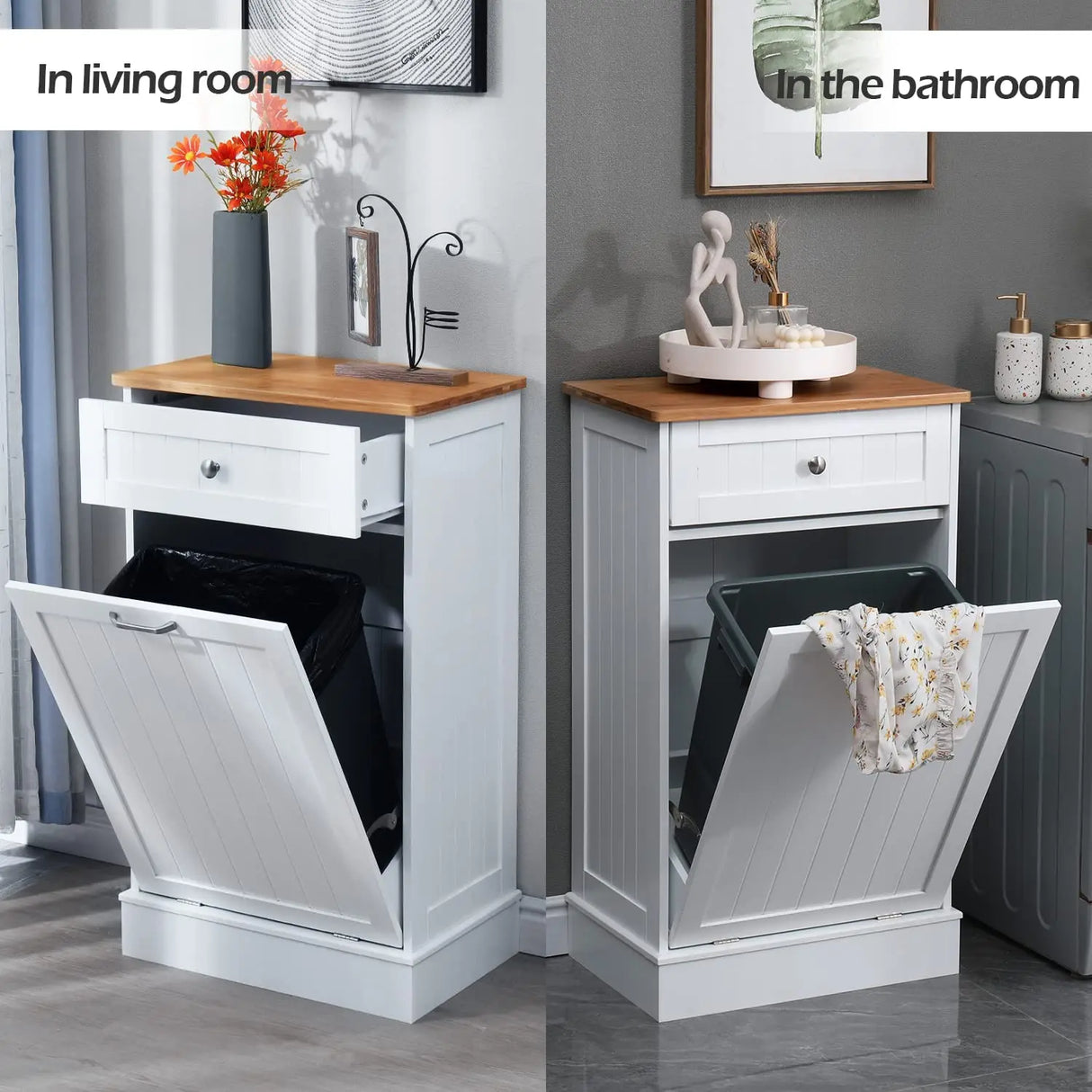 Multifunctional Tilt Out Kitchen Trash Cabinet With Cutting Board