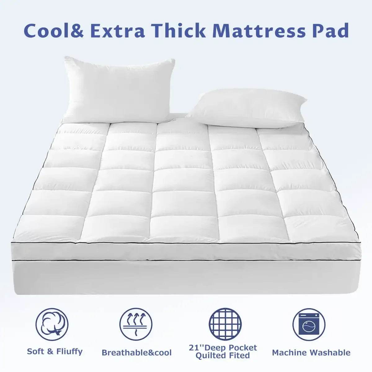 Extra Thick Cooling Mattress Topper Pad - Sleep Galleria