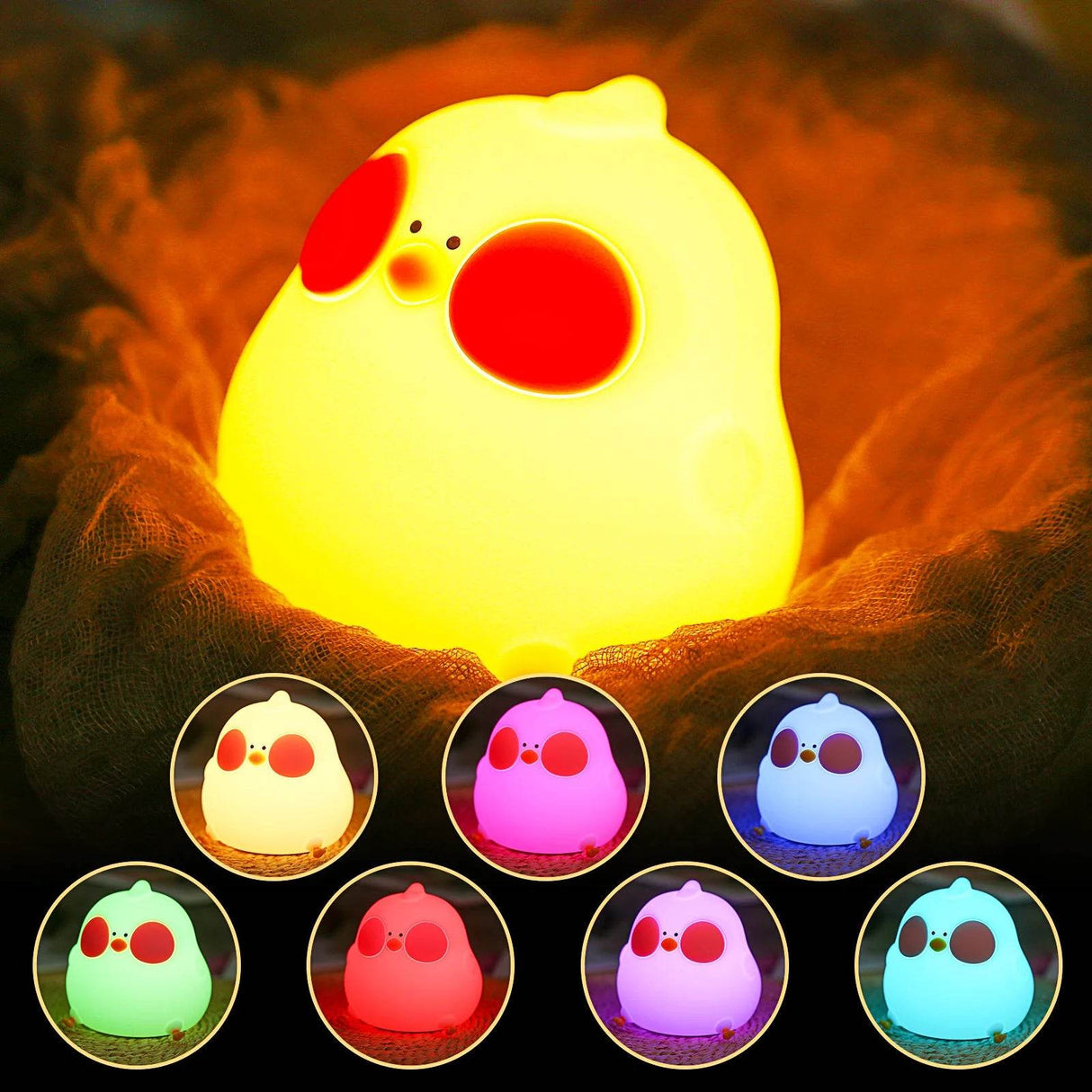 Cute Silicone Chicken RGB Color Changing Rechargeable Night Light