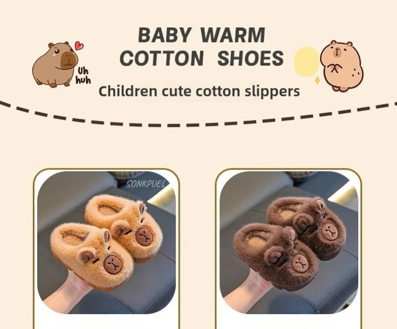 Kids Plush Anti-Slip Winter Warm Cotton Slippers