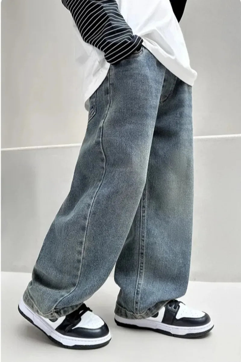 Kids Cotton Polyester Blend Straight Leg Jeans - Omega Lifestyles