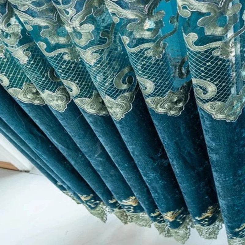 2-Piece Chenille Embroidered Floral Blackout Curtain