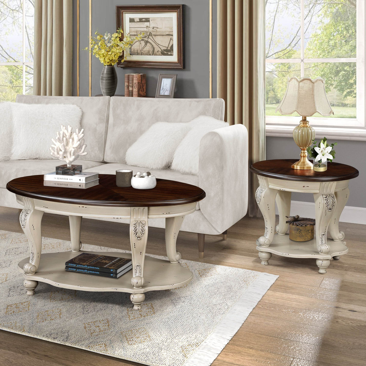 3-Piece American Style Solid Wood Coffee Table Set - Sleep Galleria