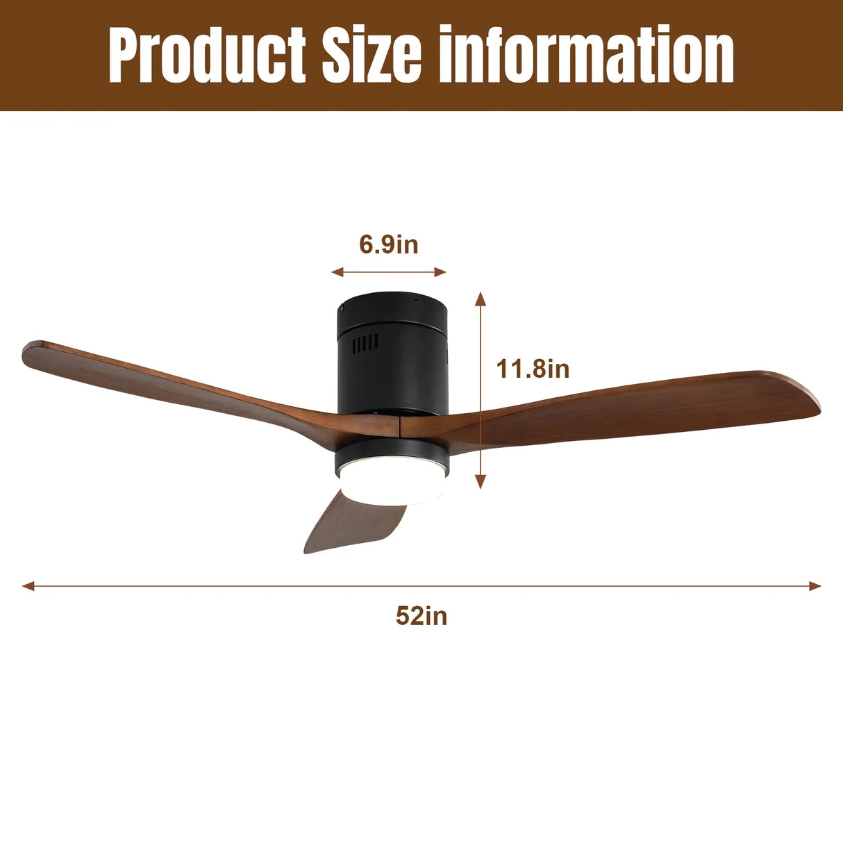 52-Inch Modern Walnut Wood Ceiling Fan With Light - Omega Lifestyles