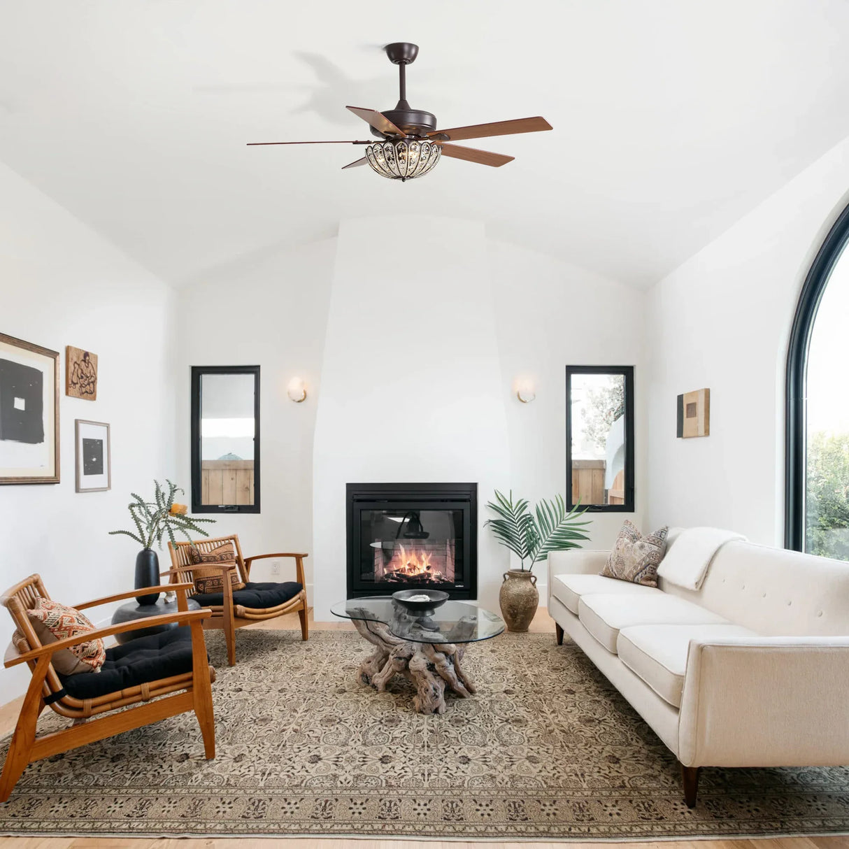 52-Inch Vintage Coffee Brown Ceiling Fan With Remote - Omega Lifestyles