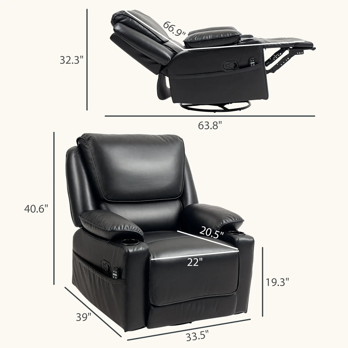 Oversized Swivel Recliner Massage Chair With Heat - Omega Lifestyles
