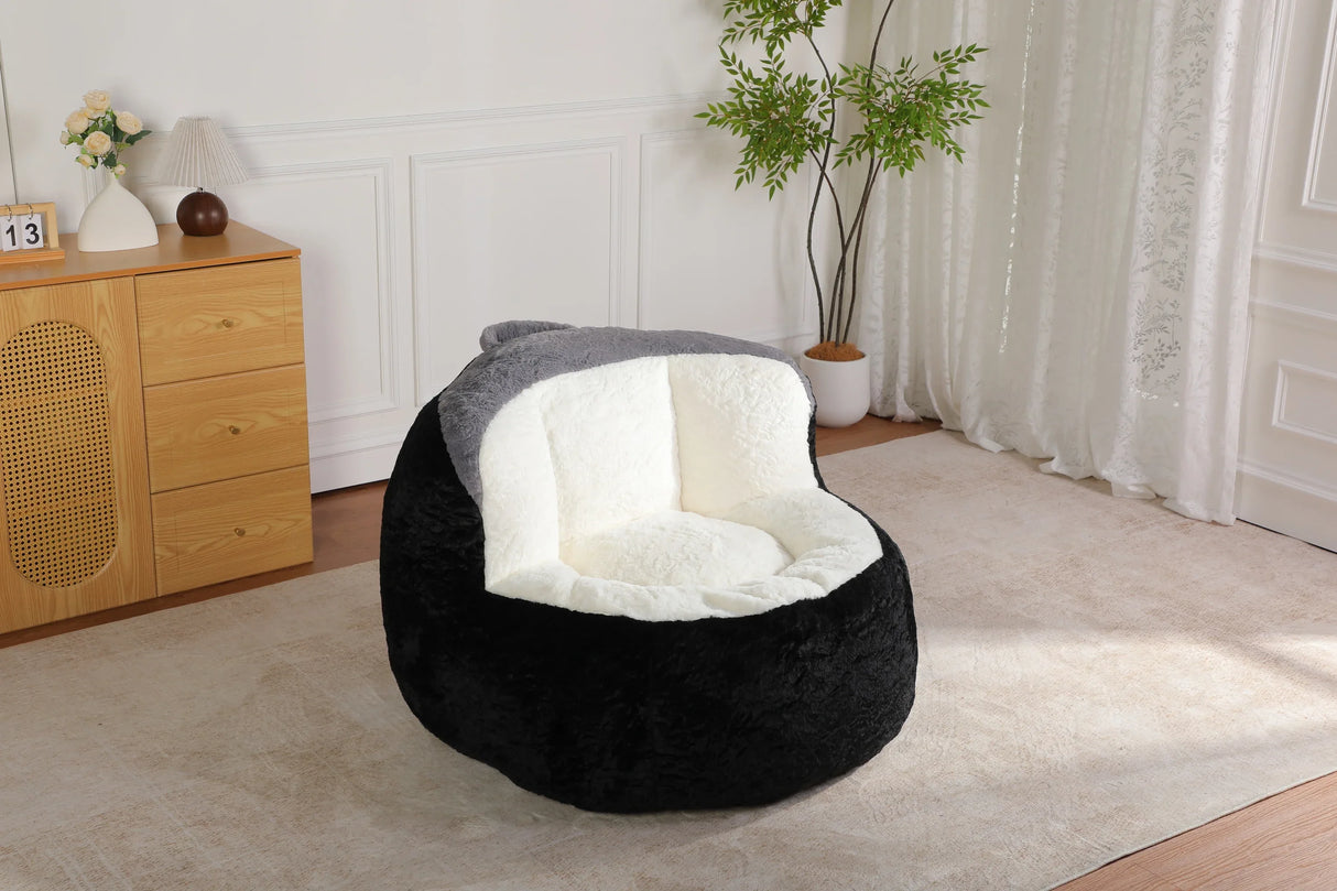 Multicolor Faux Fur Oversized Foam-Filled Bean Bag Chair - Omega Lifestyles