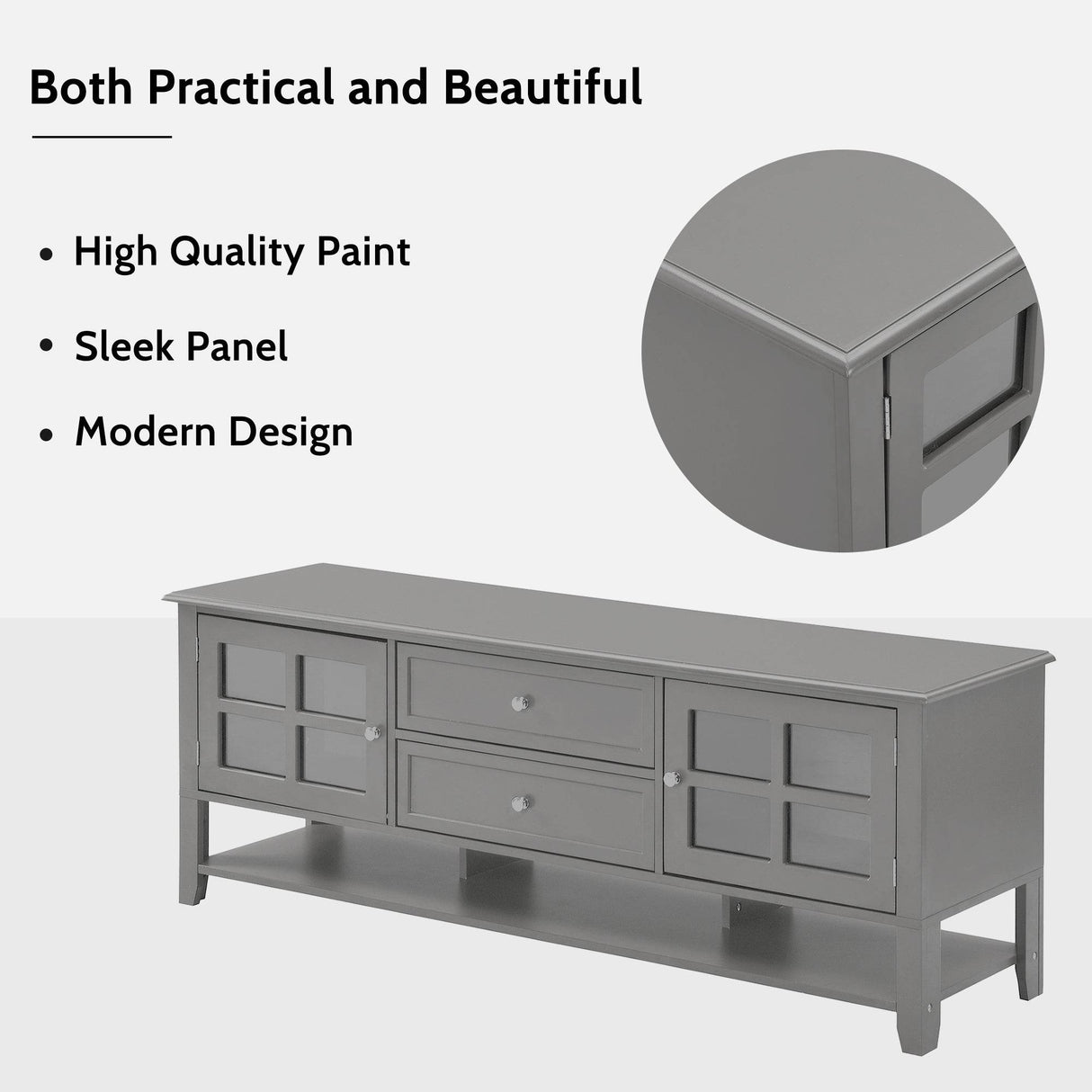 Modern Grey MDF TV Stand With Storage Cabinet - Sleep Galleria