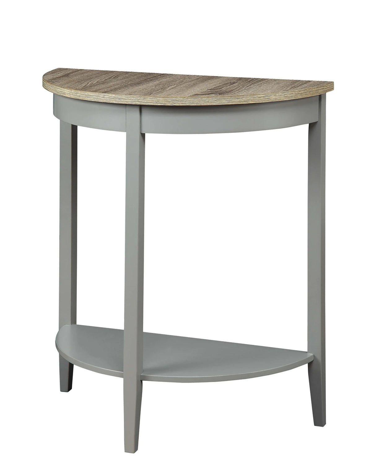 Natural Oak Gray Finish Half-Moon Console Table - Omega Lifestyles