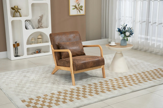 Mid Century Modern Fabric Accent Chair With Waist Cushion - Omega Lifestyles