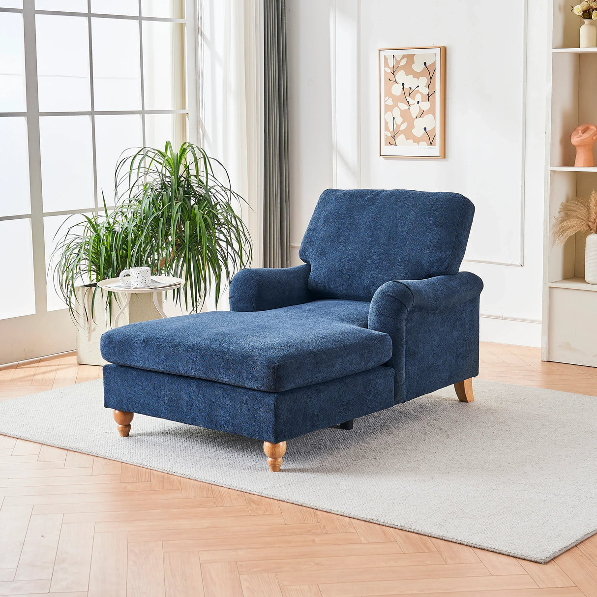 Medium Firm Chenille Upholstery Foam Large Chaise Lounge - Omega Lifestyles