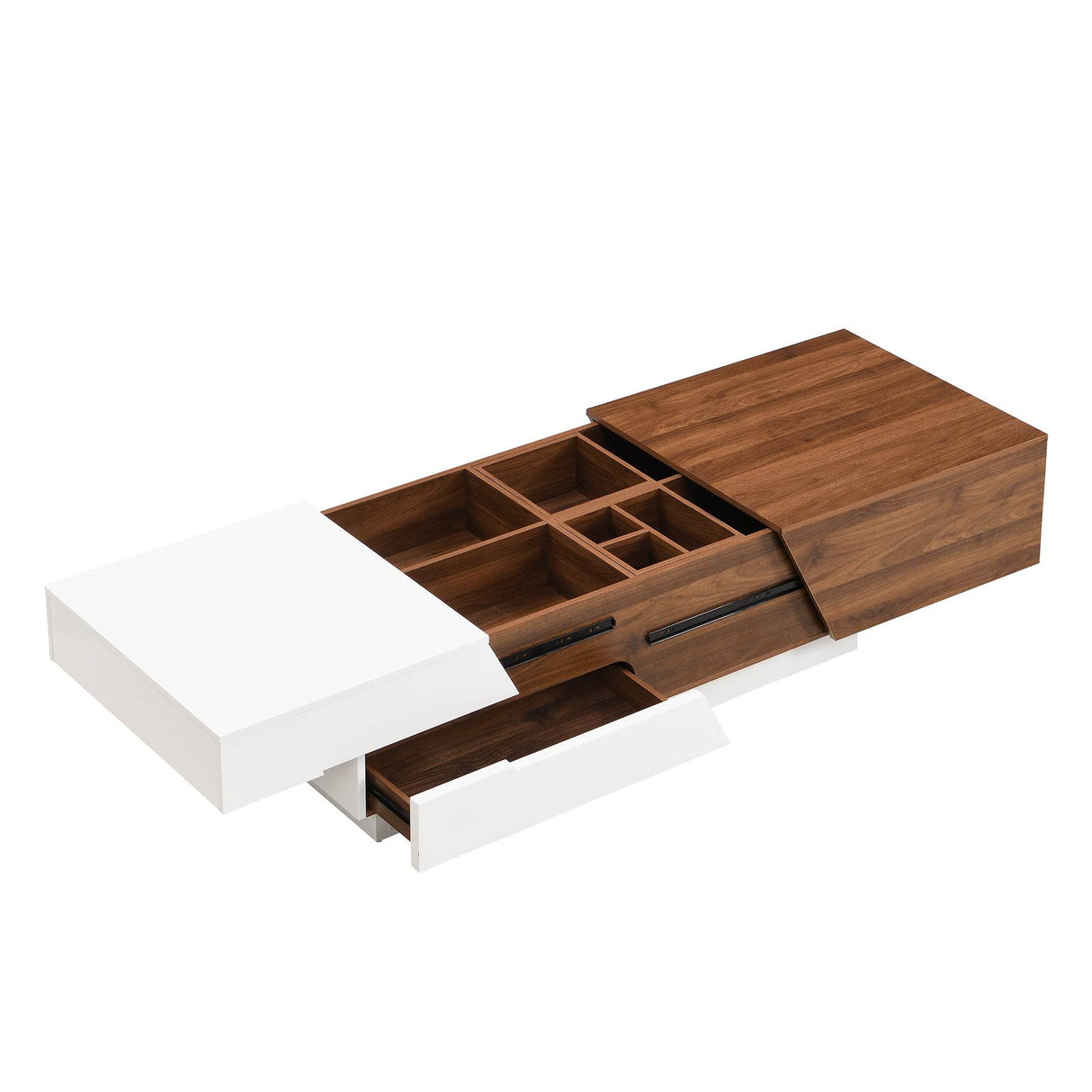 Modern Extendable Sliding Top White Walnut Coffee Table - Sleep Galleria
