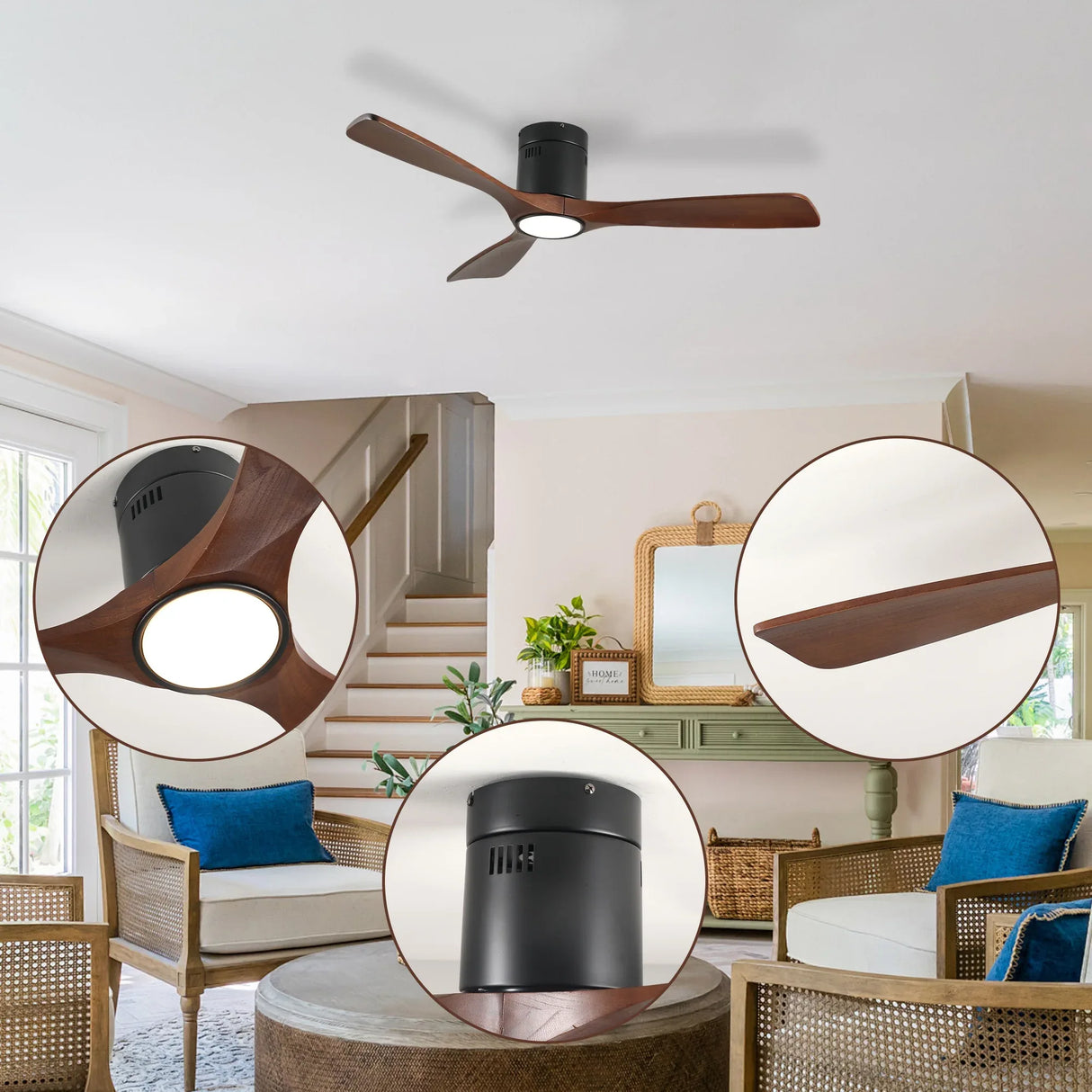 52-Inch LED Lighted Ceiling Fan With Remote Control - Omega Lifestyles
