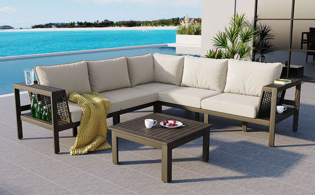 4-Piece Acacia Wood Outdoor Patio Sofa Seating Set - Omega Lifestyles