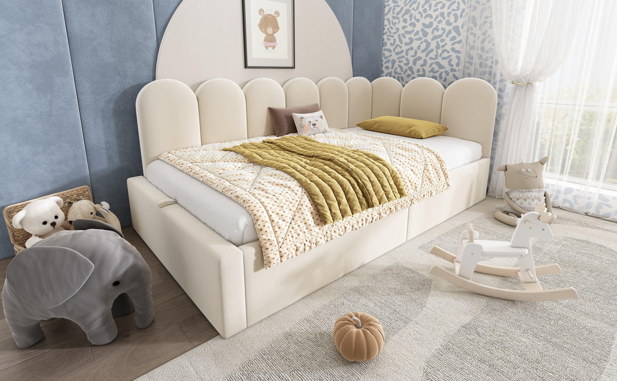 Twin Velvet Upholstered Daybed With Hydraulic Storage - Omega Lifestyles