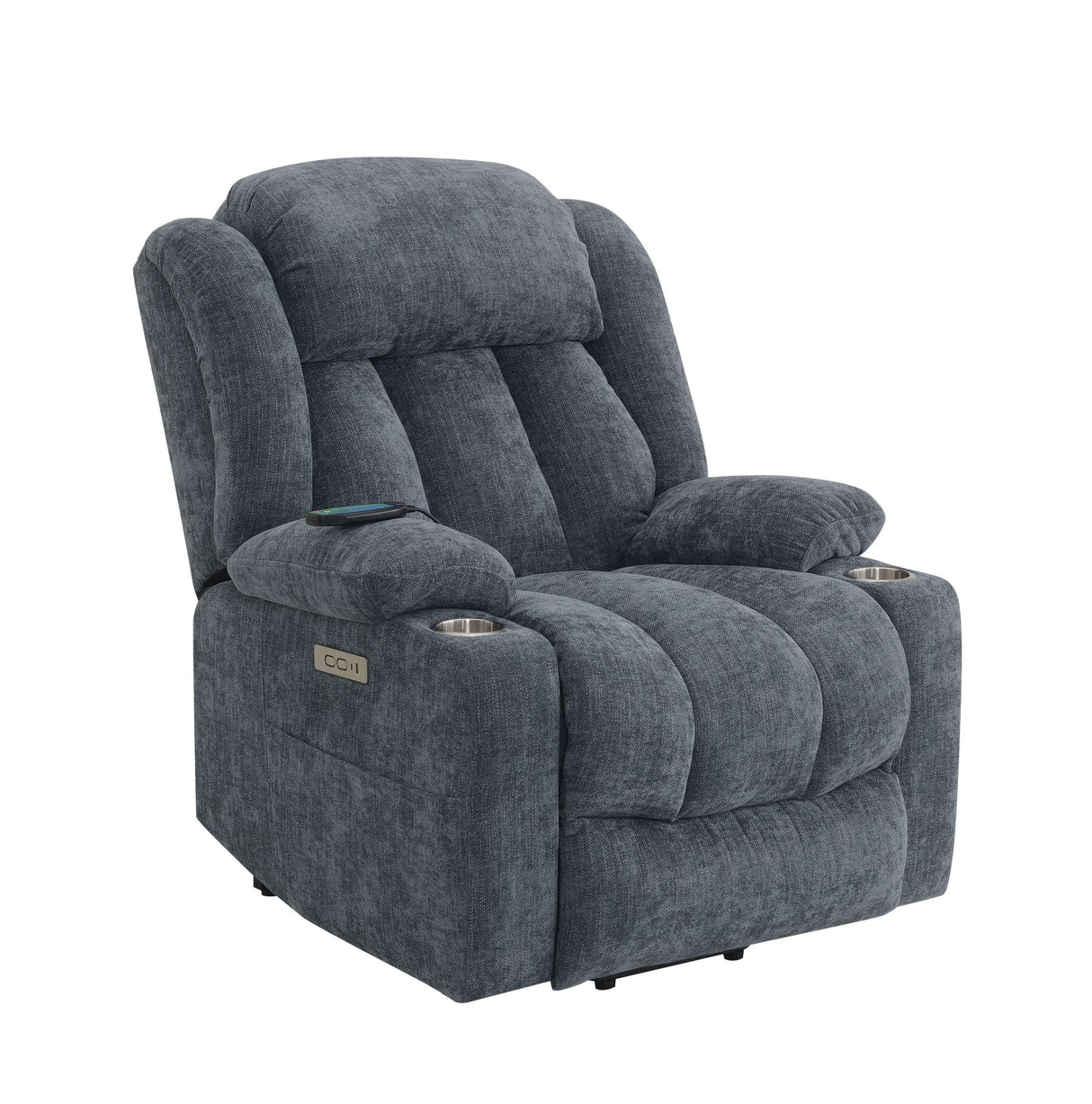 Blue Chenille Power Lift Recliner With Heating Massage - Omega Lifestyles