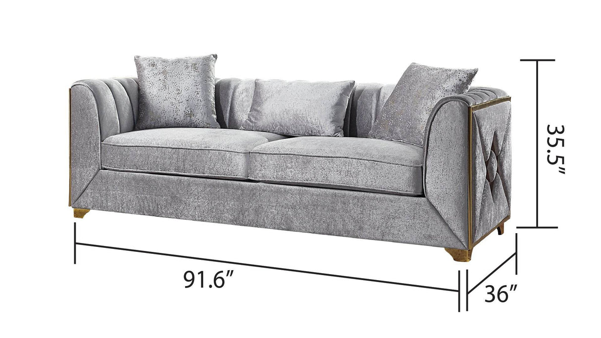 Modern Velvet Upholstered Wood Frame Sofa Three Seat - Omega Lifestyles
