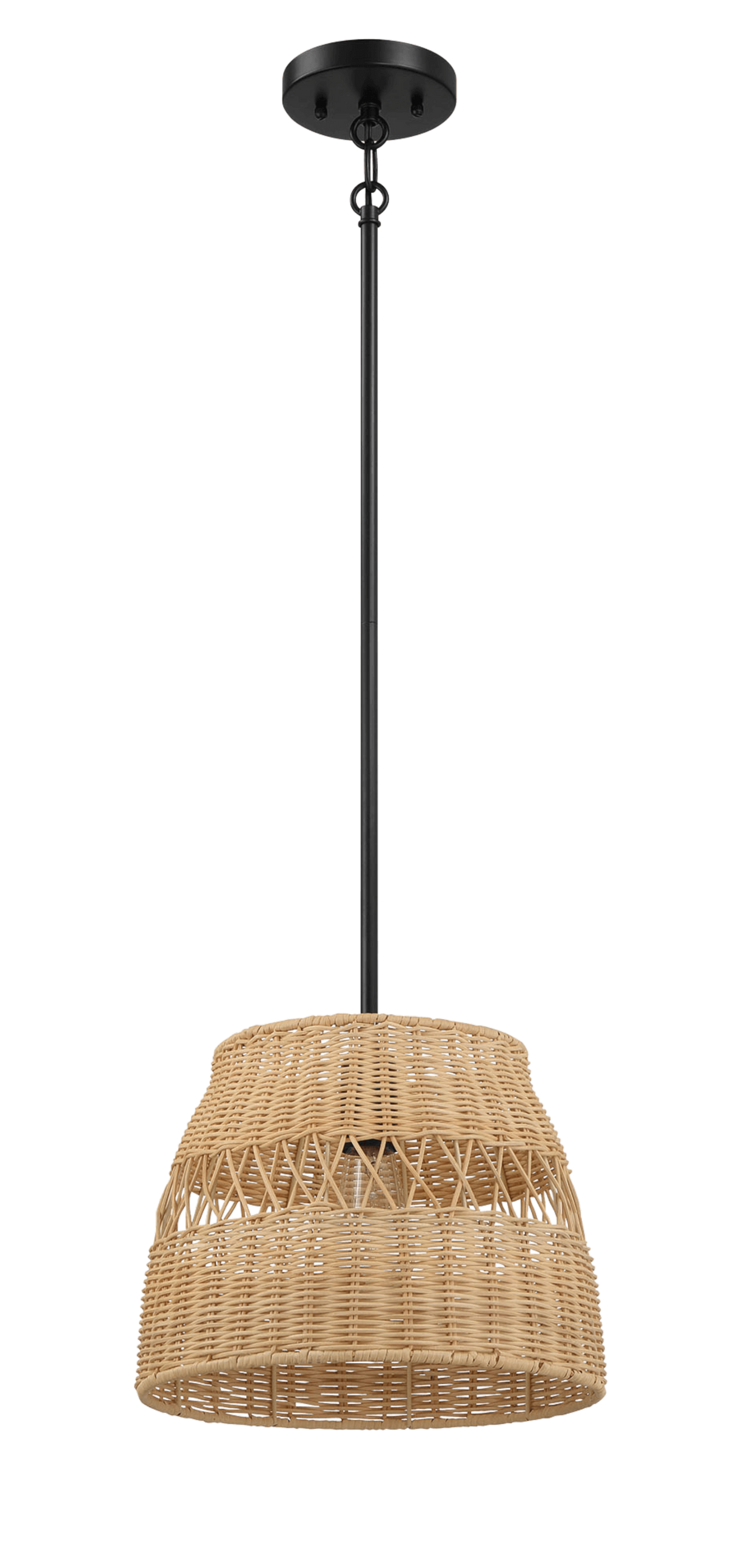 Essence Farmhouse Black Metal Rattan Pendant Light