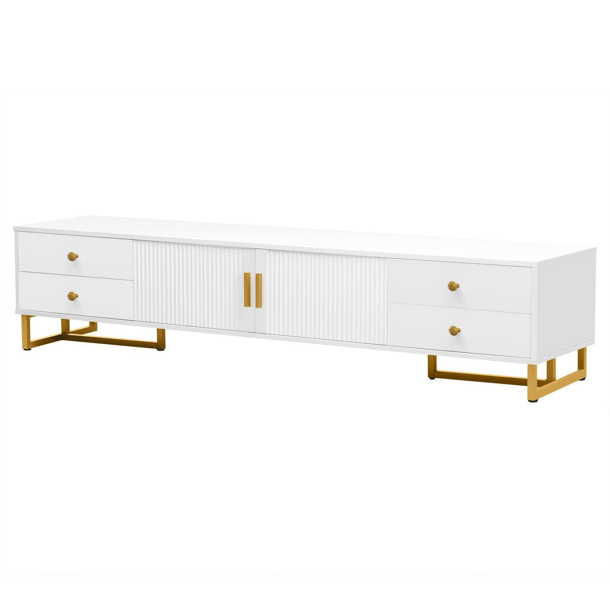 Modern White MDF TV Stand With Storage Cabinet - Sleep Galleria