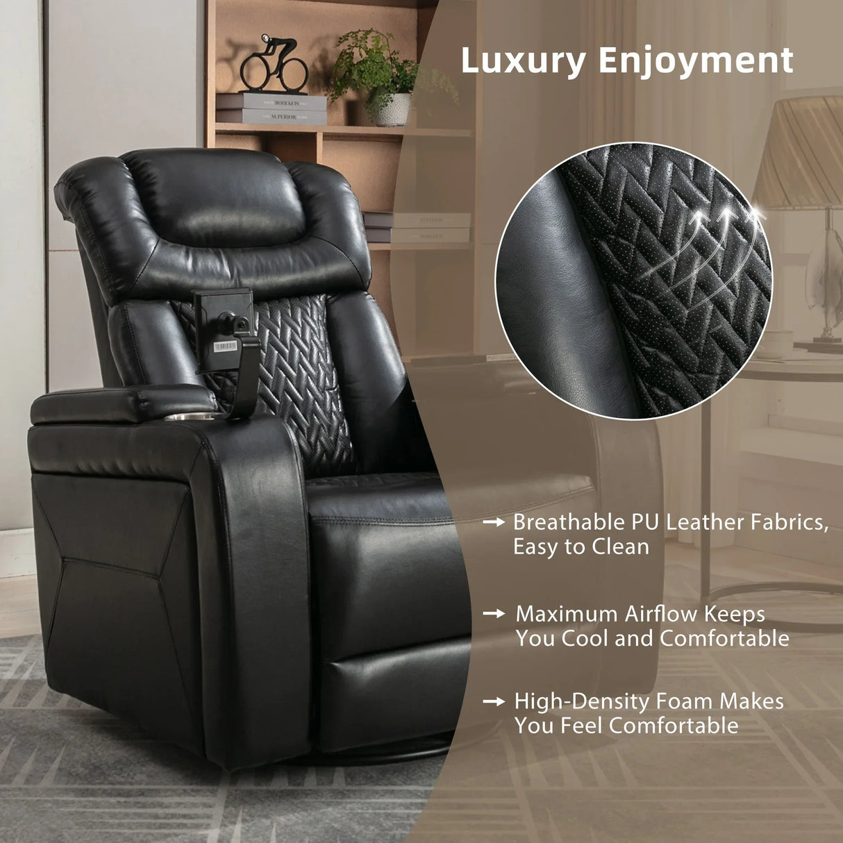 Power Reclining PU Leather Home Theater Recliner Chair - Omega Lifestyles