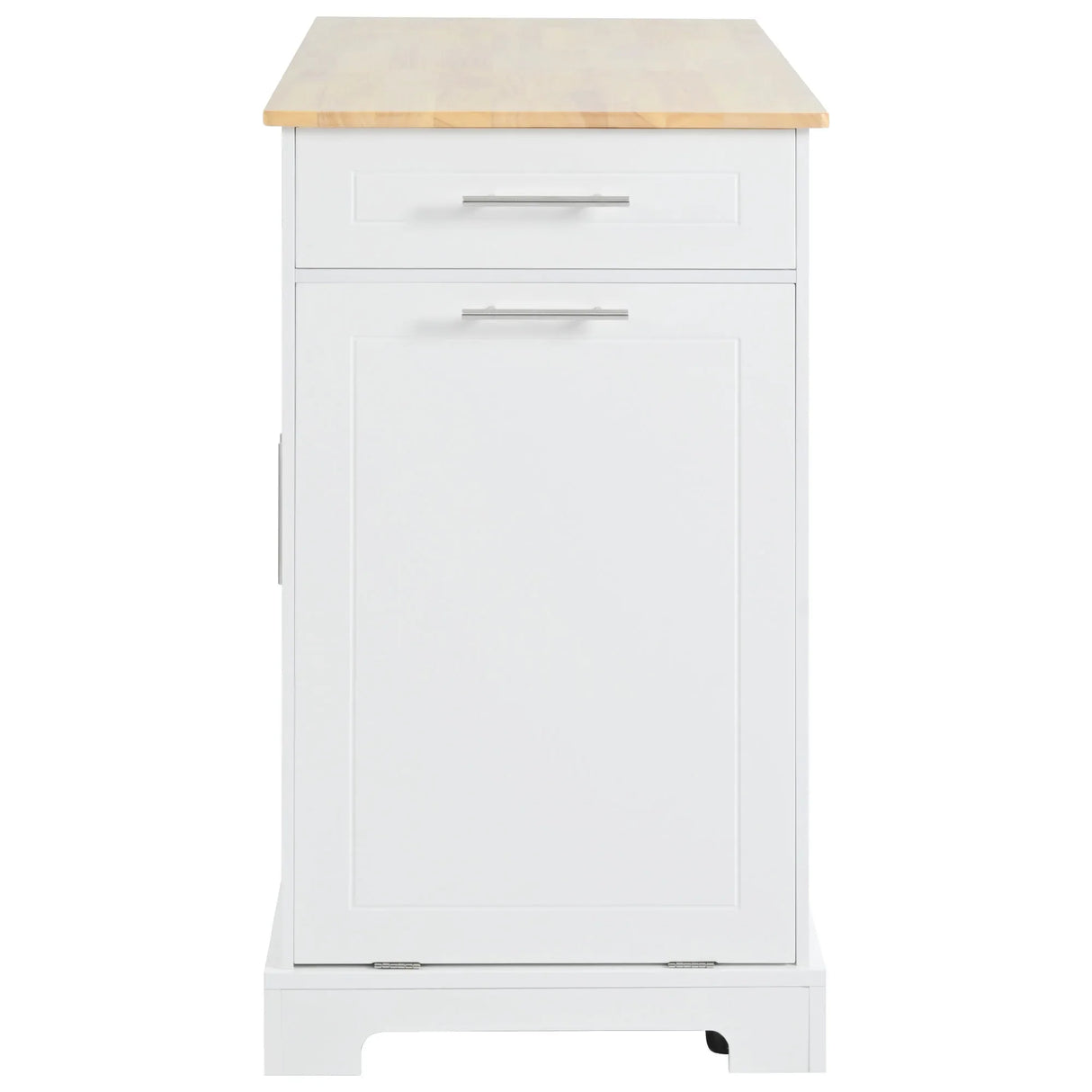 Fluted Rubber Wood Kitchen Island With Tilt-Out Trash Can - Omega Lifestyles