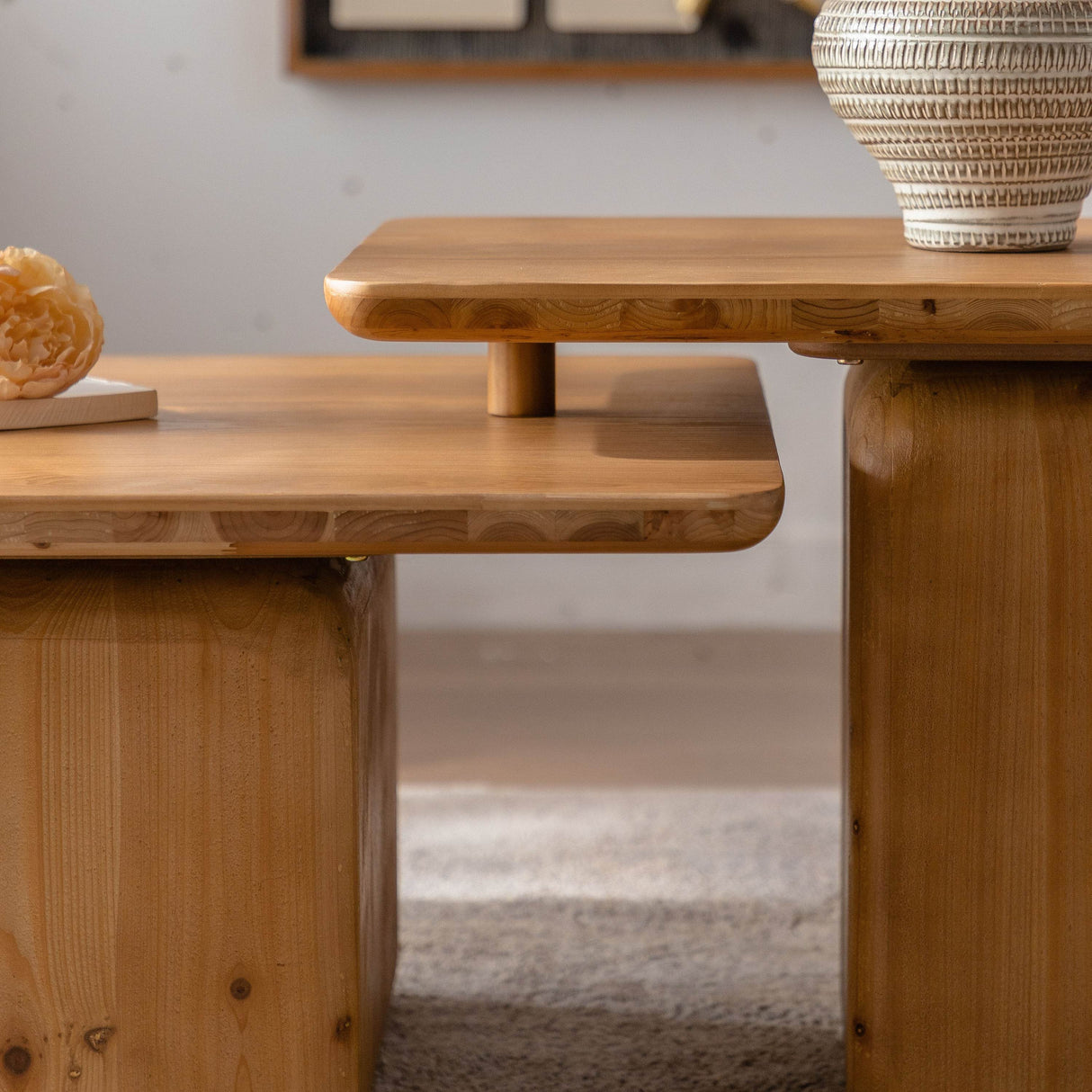 Vintage Style Natural Wood Grain Coffee Table Set Of 2 - Sleep Galleria