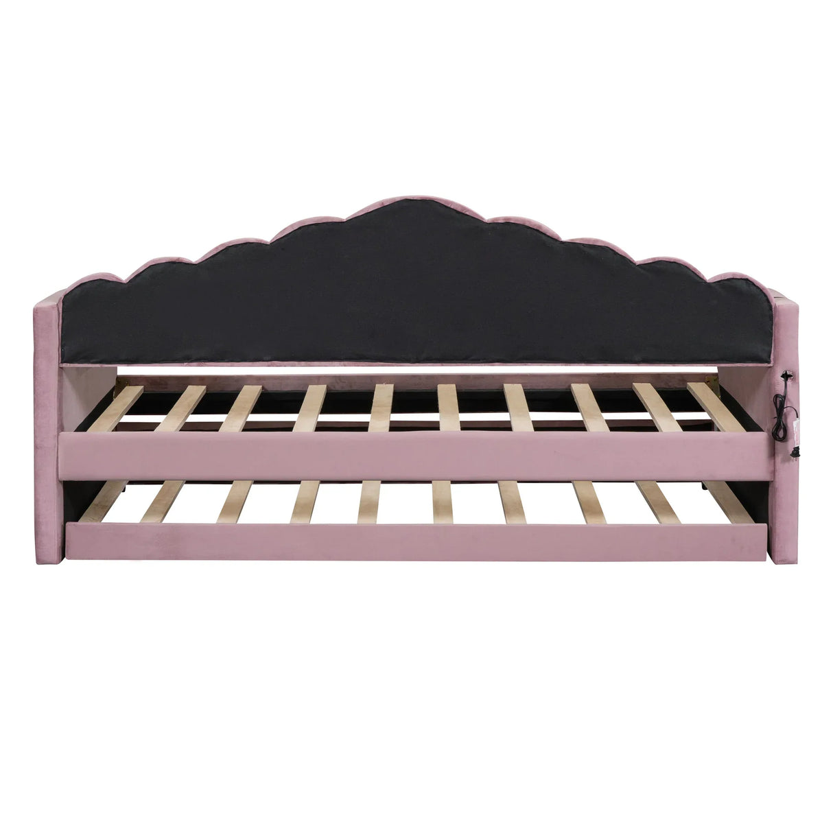 Twin Velvet Upholstered Daybed With Trundle USB Ports - Omega Lifestyles