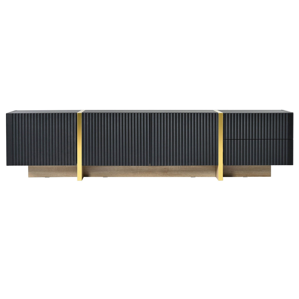 Luxury Fluted Black And Gold TV Stand With Storage - Sleep Galleria