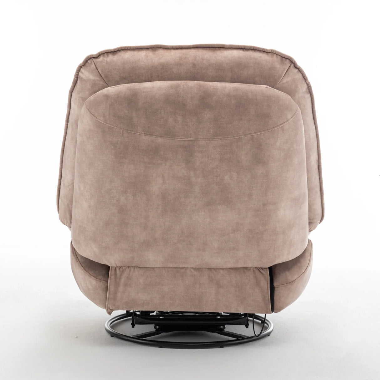 Modern Soft Velvet Swivel Gliding Recliner Chair With Phone Holder - Omega Lifestyles
