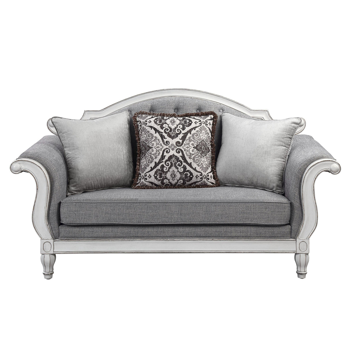 Gray Fabric Pocket Coil Loveseat With 3 Pillows - Omega Lifestyles