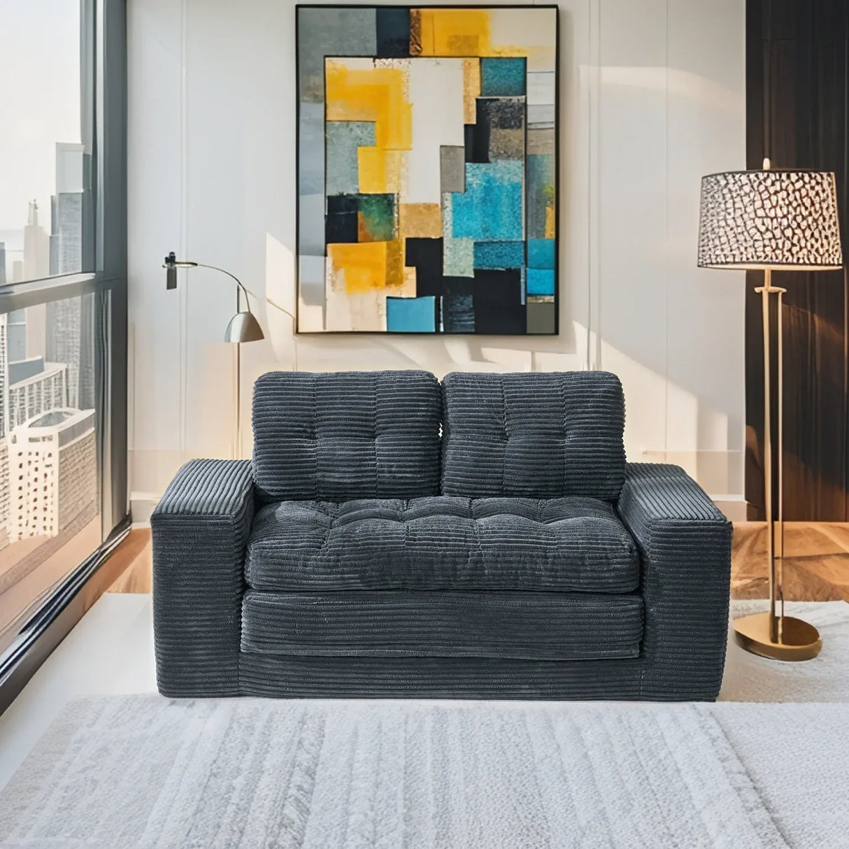 Convertible Loveseat Sofa Bed With Memory Foam Comfort - Omega Lifestyles