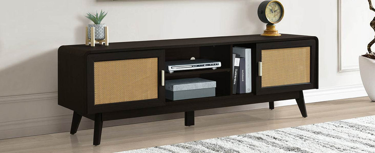Bohemian Style Dark Brown Rattan TV Stand - Sleep Galleria