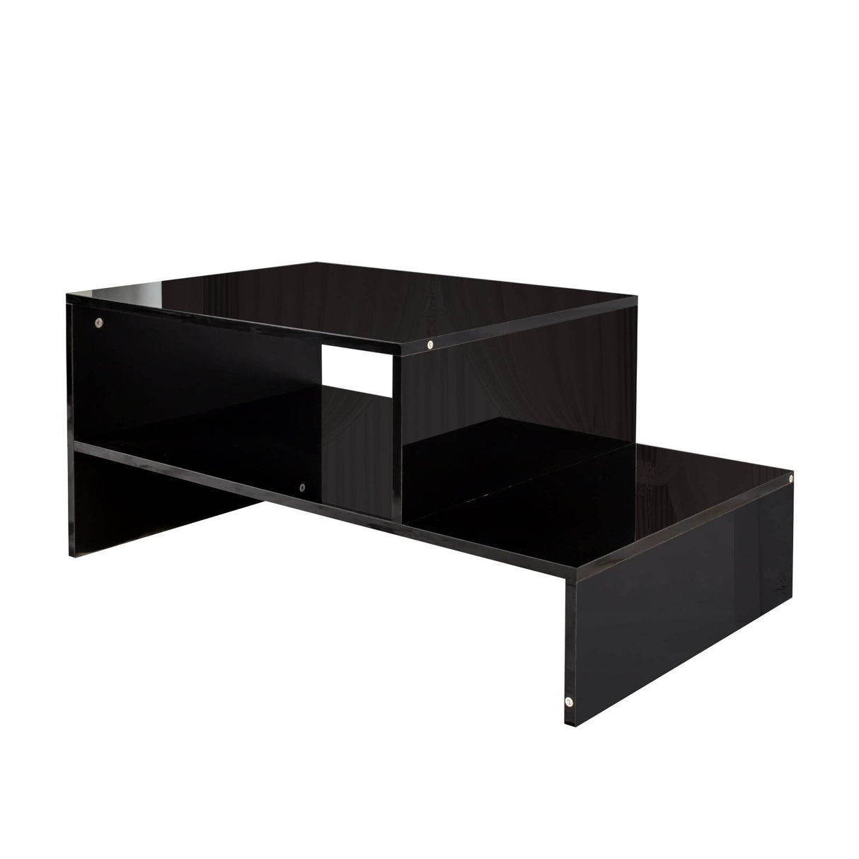 Architectural Shape Black Particle Board Coffee Table - Sleep Galleria