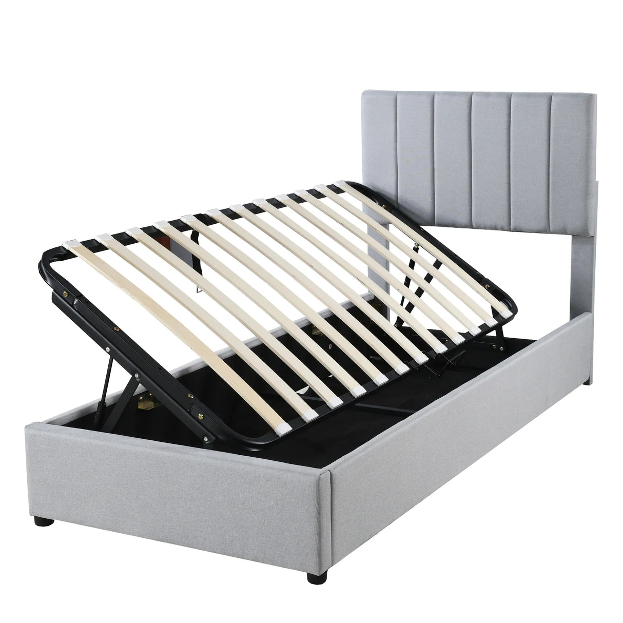 Twin Upholstered Platform Bed With Hydraulic Storage - Omega Lifestyles