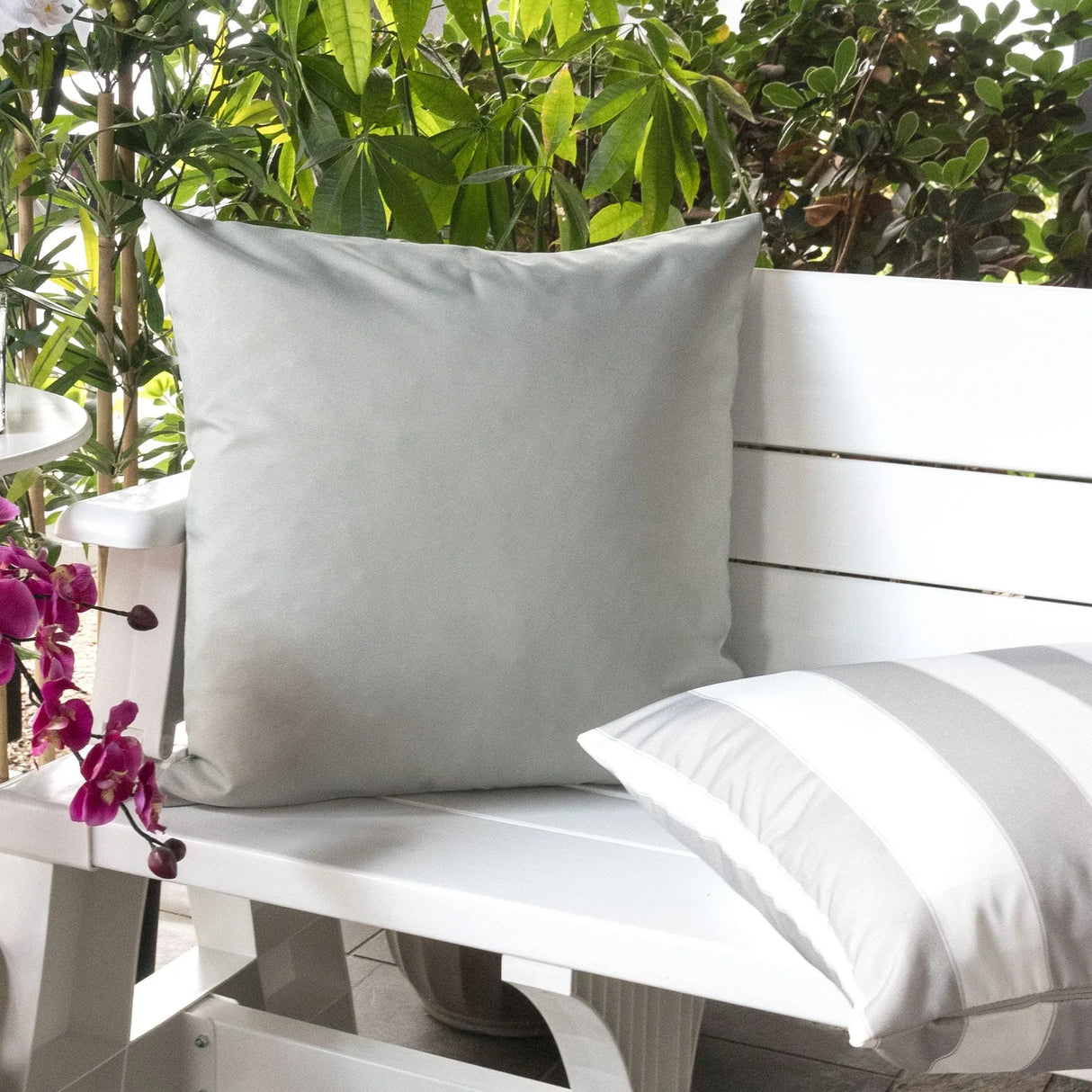 Outdoor Weather Resistant 20x20 Silver Polyester Pillow - Omega Lifestyles