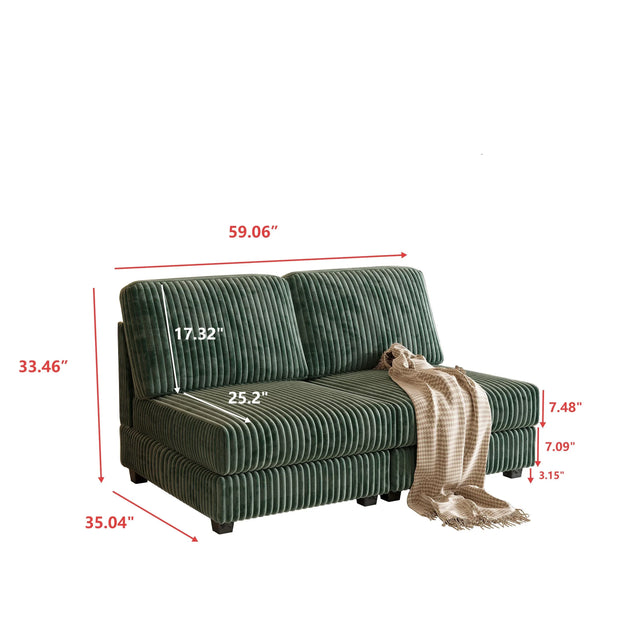 Double-Seater Corduroy Fabric Wood Frame Sofa - Omega Lifestyles