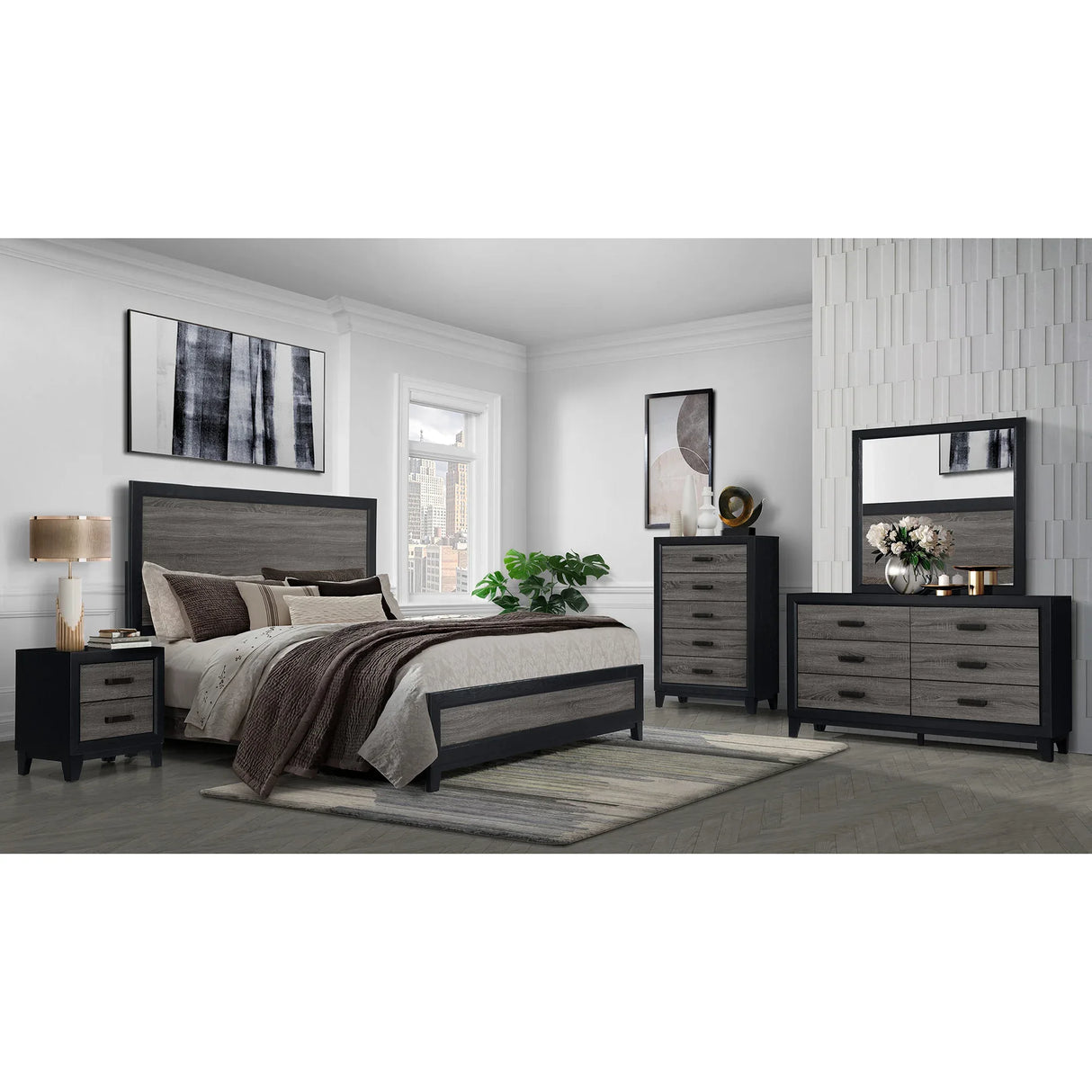 Queen Urban Farmhouse Solid Wood 5-Piece Bedroom Set - Omega Lifestyles