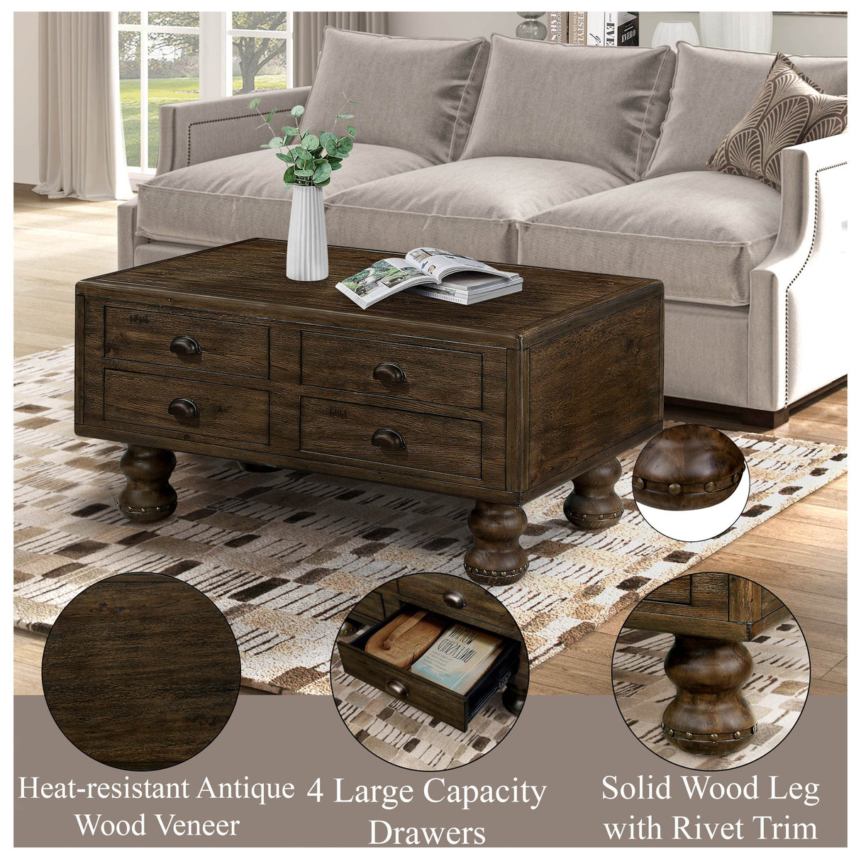 3-Piece Solid Wood Coffee Table And End Tables Set - Sleep Galleria