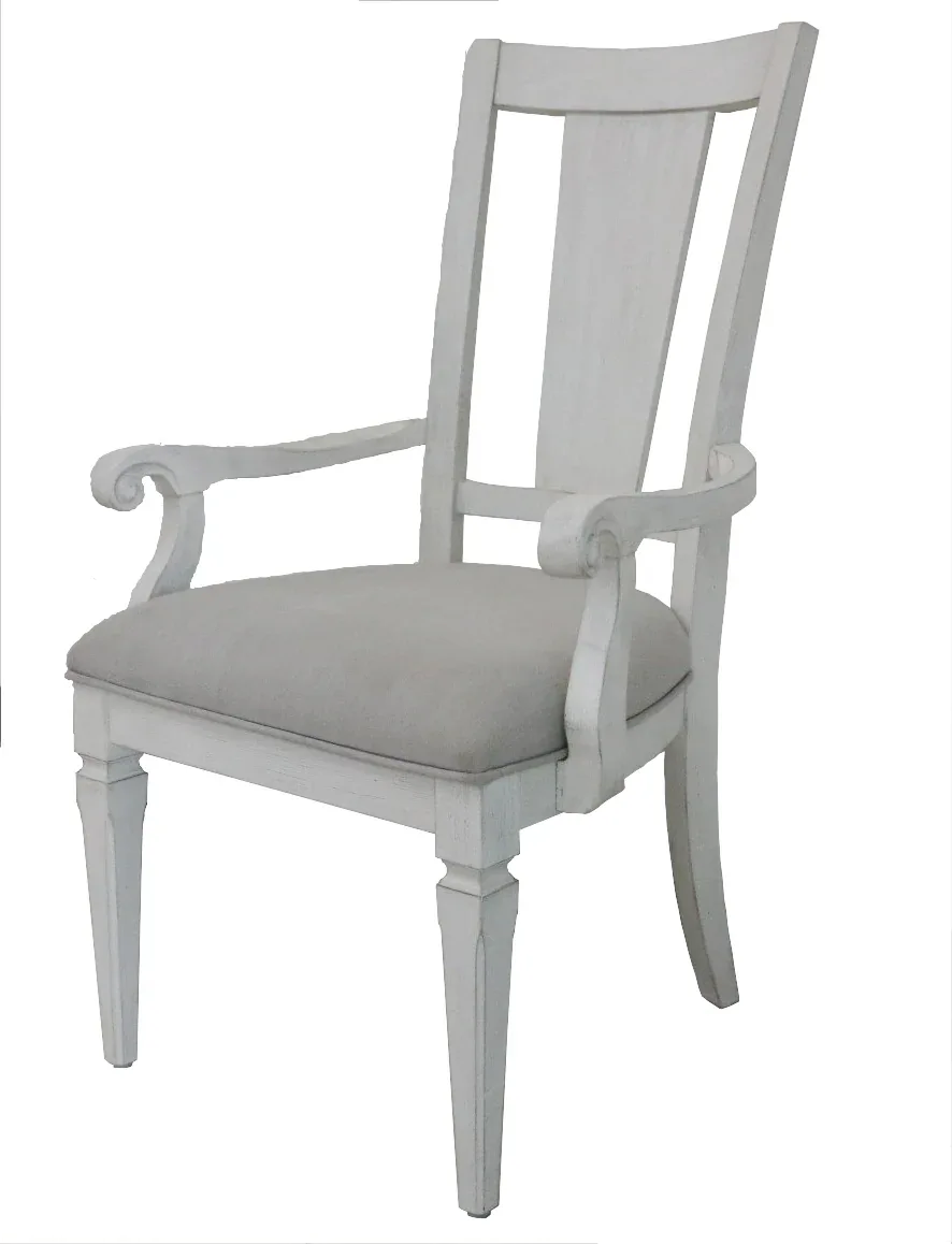 Set of 2 Light Gray Linen And White Arm Chairs - Omega Lifestyles