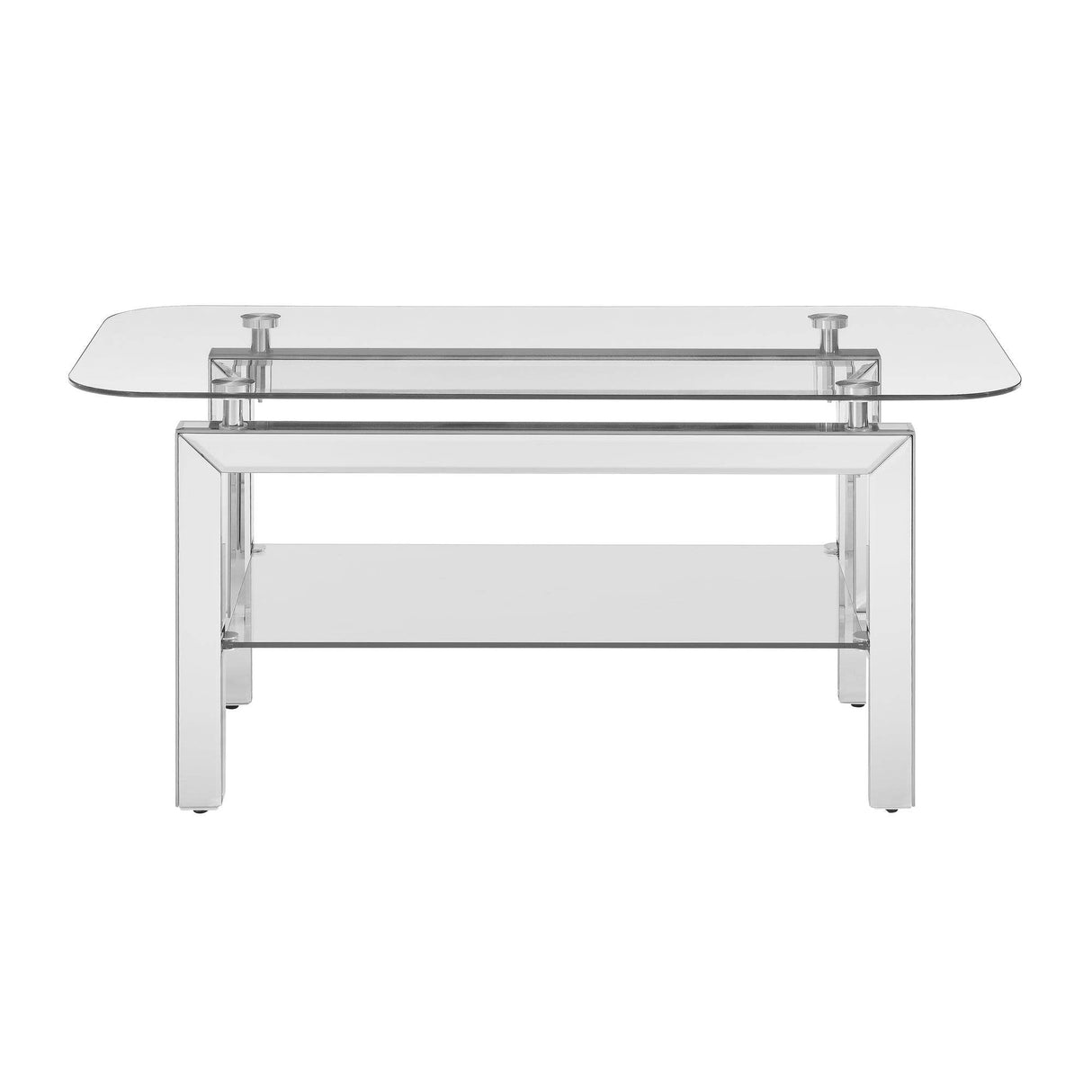 Rectangular Tempered Glass Coffee Table With Mirrored Legs - Sleep Galleria