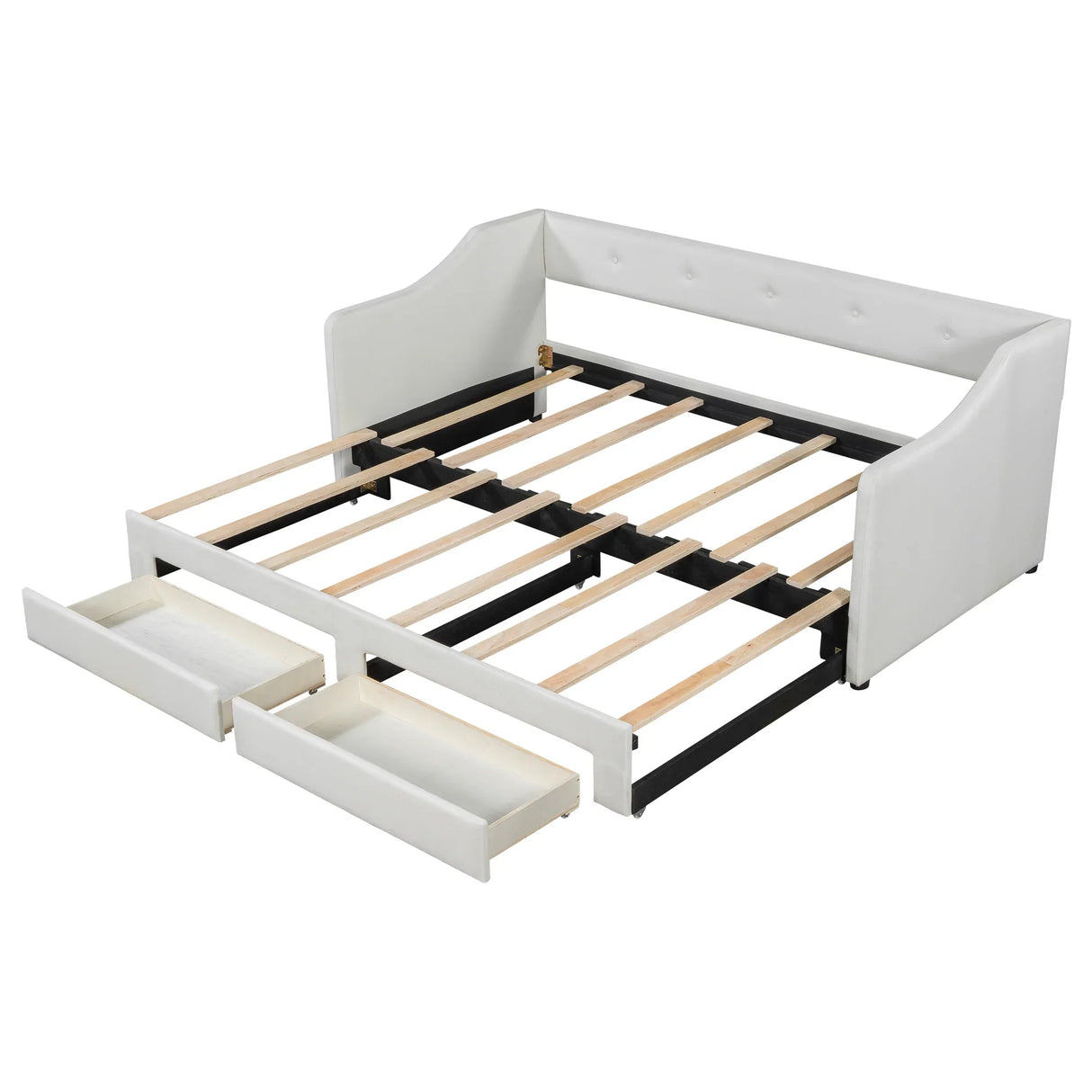 Twin XL Upholstered Daybed With Storage Drawers and Trundle - Omega Lifestyles
