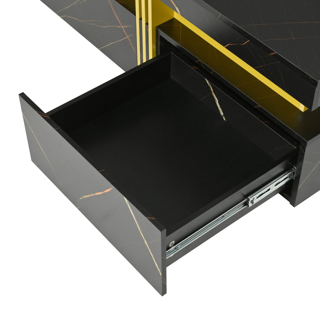 Modern Black Gold Accented Square Coffee Table With Storage - Sleep Galleria