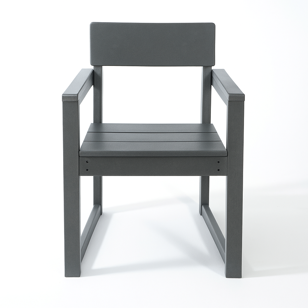 Modern Weather Resistant Grey HDPE Outdoor Armchair