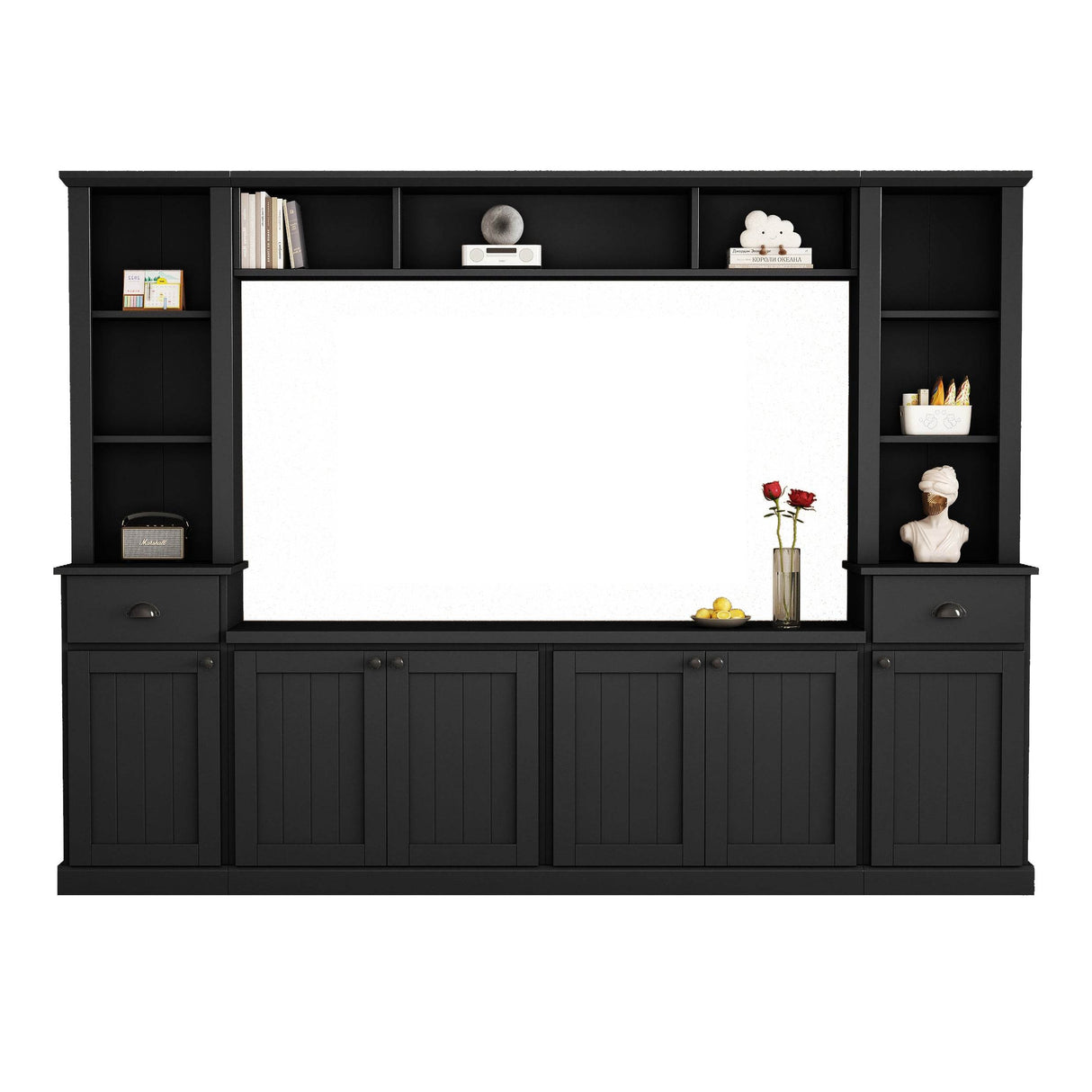 Adjustable Height Black Particle Board TV Stand Console - Sleep Galleria