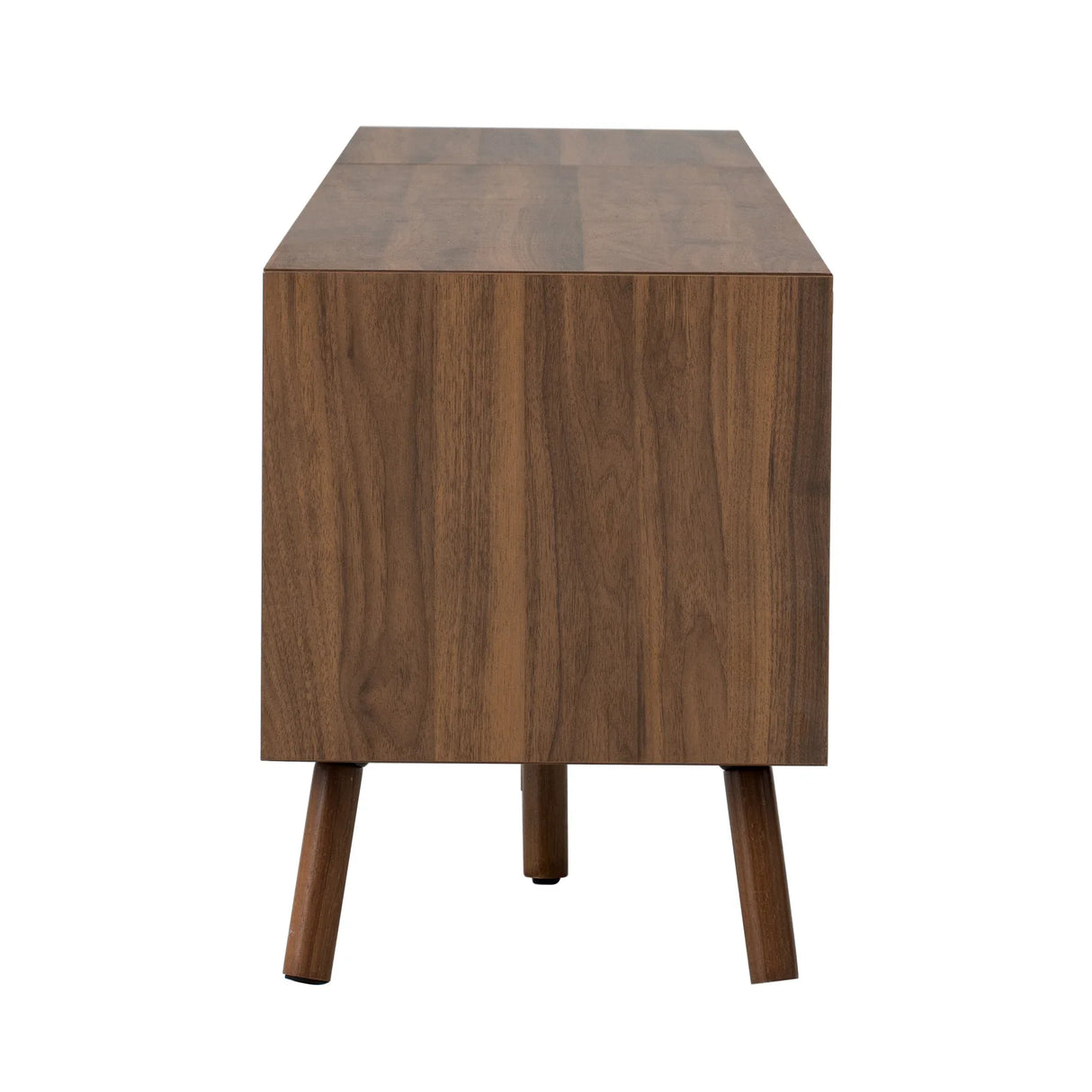 Modern Walnut 78-Inch TV Stand With Cable Management - Omega Lifestyles